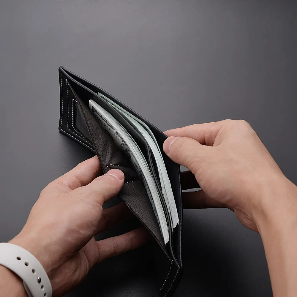 Portefeuille court en cuir Pu pour hommes, Style fin, pliable, pour jeunes hommes, porte-cartes de crédit