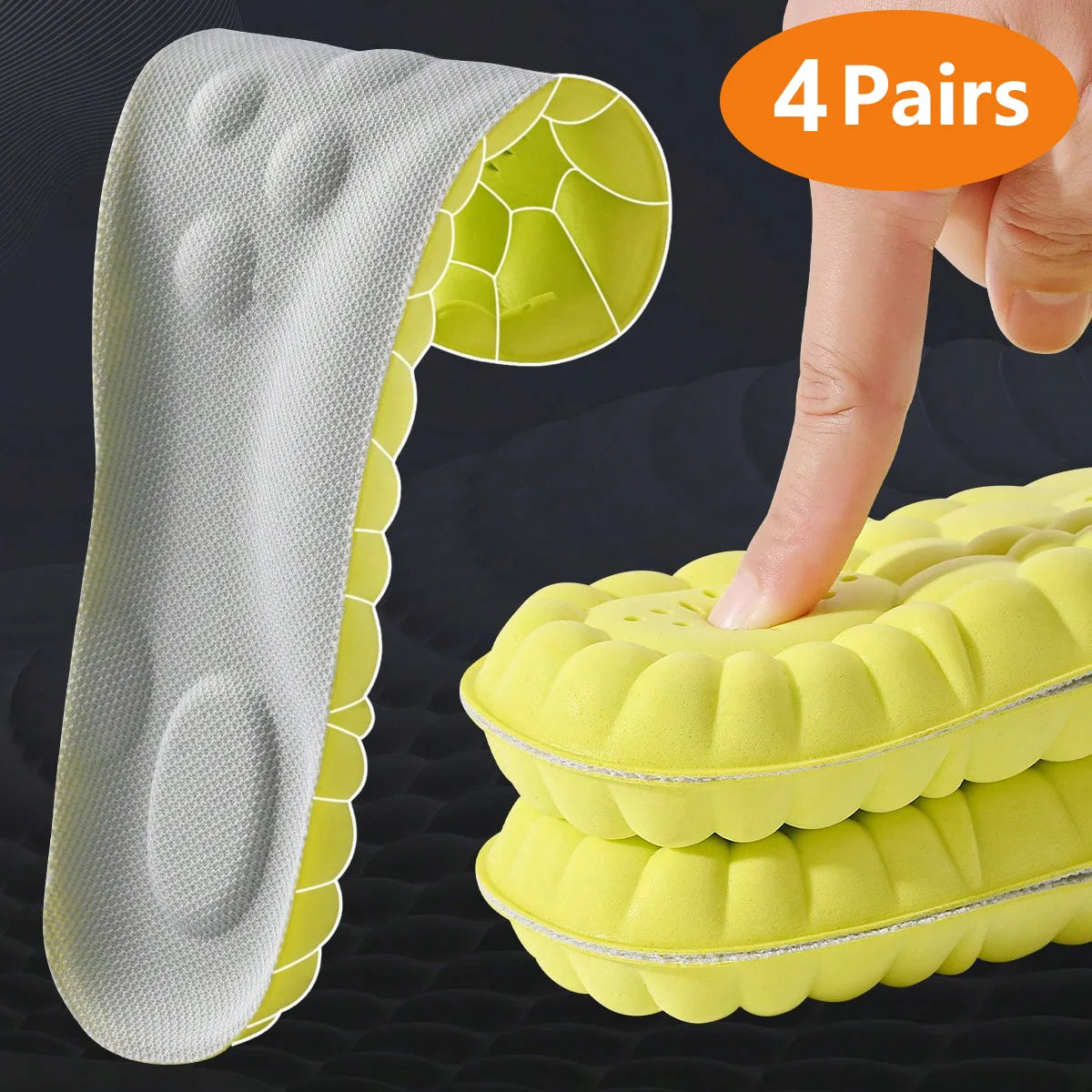 Semelles intérieures de Sport en Latex, 1/2/4 paires, coussinets de chaussures souples à haute élasticité, orthèses respirantes, coussin d'absorption des chocs, Support d'arc