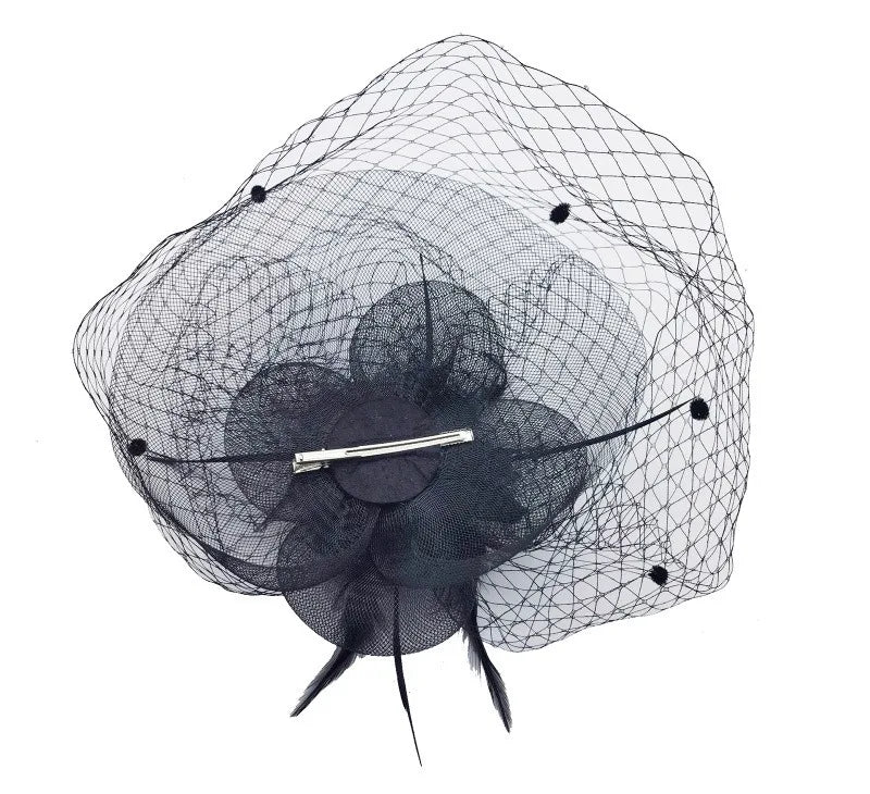 bandeaux de cheveux fleuris pour mariage, bijoux de tête, accessoires de coiffure pour la mariée, petit chapeau, bandeau à plumes, voile de scène