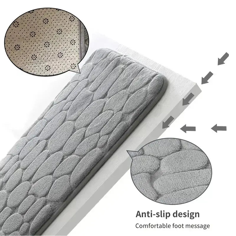 Tapis en fibre gaufrée 1 pièce, tapis antidérapant pour salle de bain et salon, tapis de sol en galets, articles ménagers