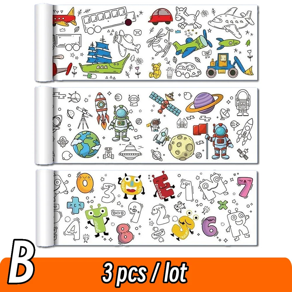 Rouleau de papier à colorier pour enfants, motif animaux, 90 cm, à découper et colorier soi-même. Idéal pour les activités manuelles et éducatives comme le graffiti ou le scrapbooking