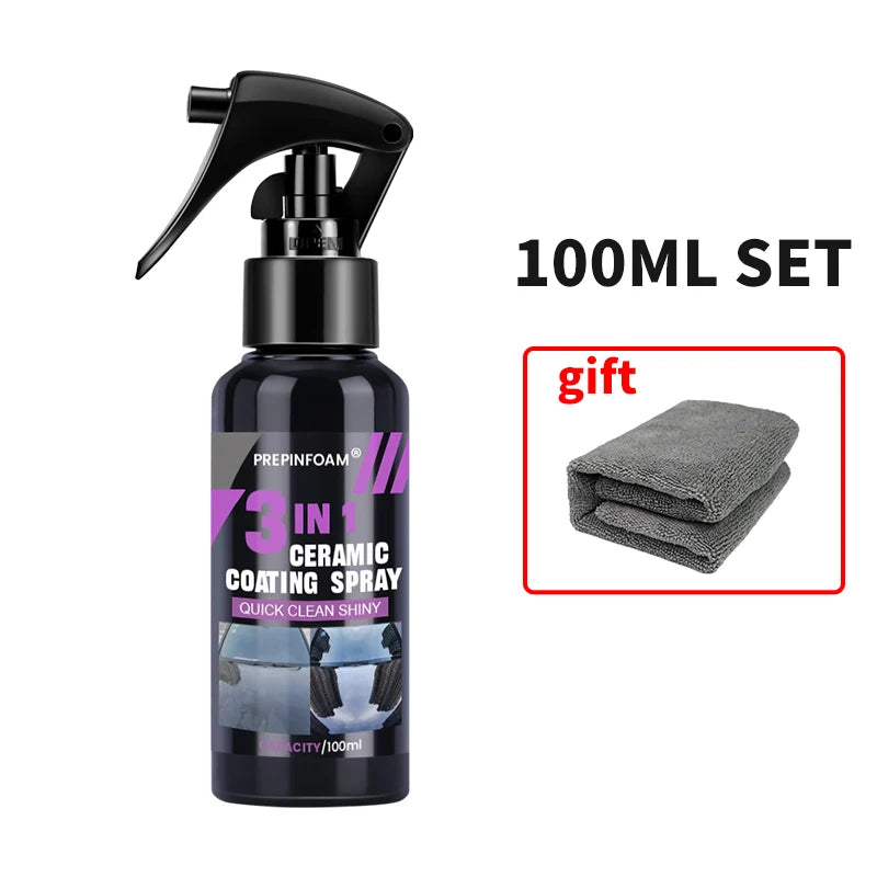 Spray de revêtement liquide en céramique 3 en 1 pour voiture, couche hydrophobe Nano cristal, Agent de polissage, peinture à haute brillance, cire de Protection, soins de voiture