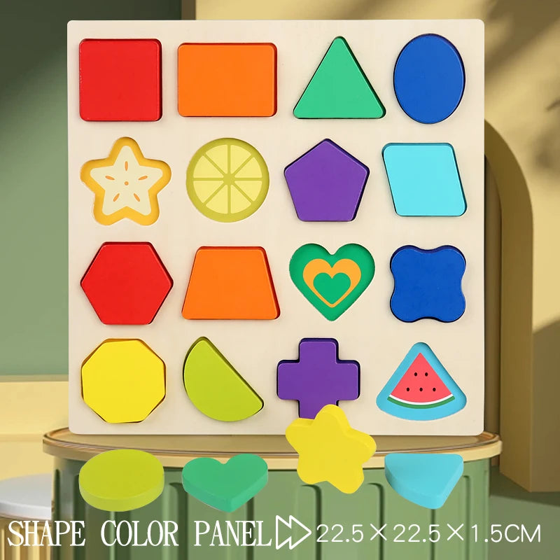 Puzzle en bois Montessori pour enfants - Jeu éducatif alphabétique, arithmétique, numérique et géométrique pour l'apprentissage préscolaire