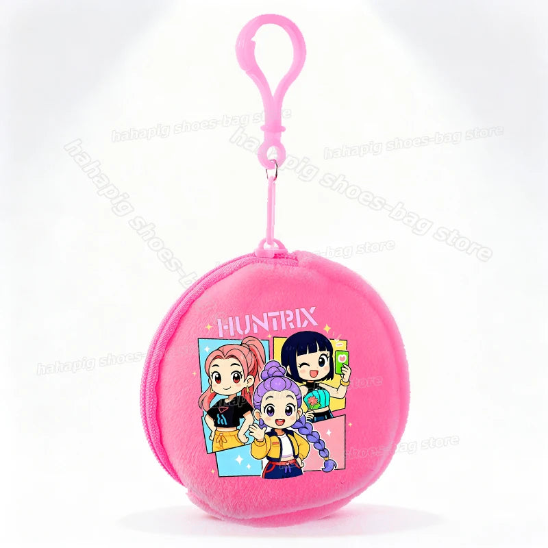 Mini porte-monnaie Kpop Demon Hunters pour fille, pochette ronde, portefeuille à fermeture éclair avec écouteurs et porte-clés, motif Zoey Mira Rumi, pour enfants