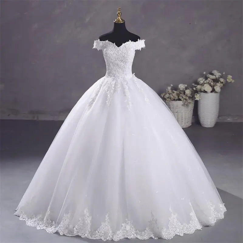 Robe de mariée Ashley Gloria Pure White, élégante robe de bal à col bateau, simple, Vestido De Noiva, grande taille, robe De Mariee