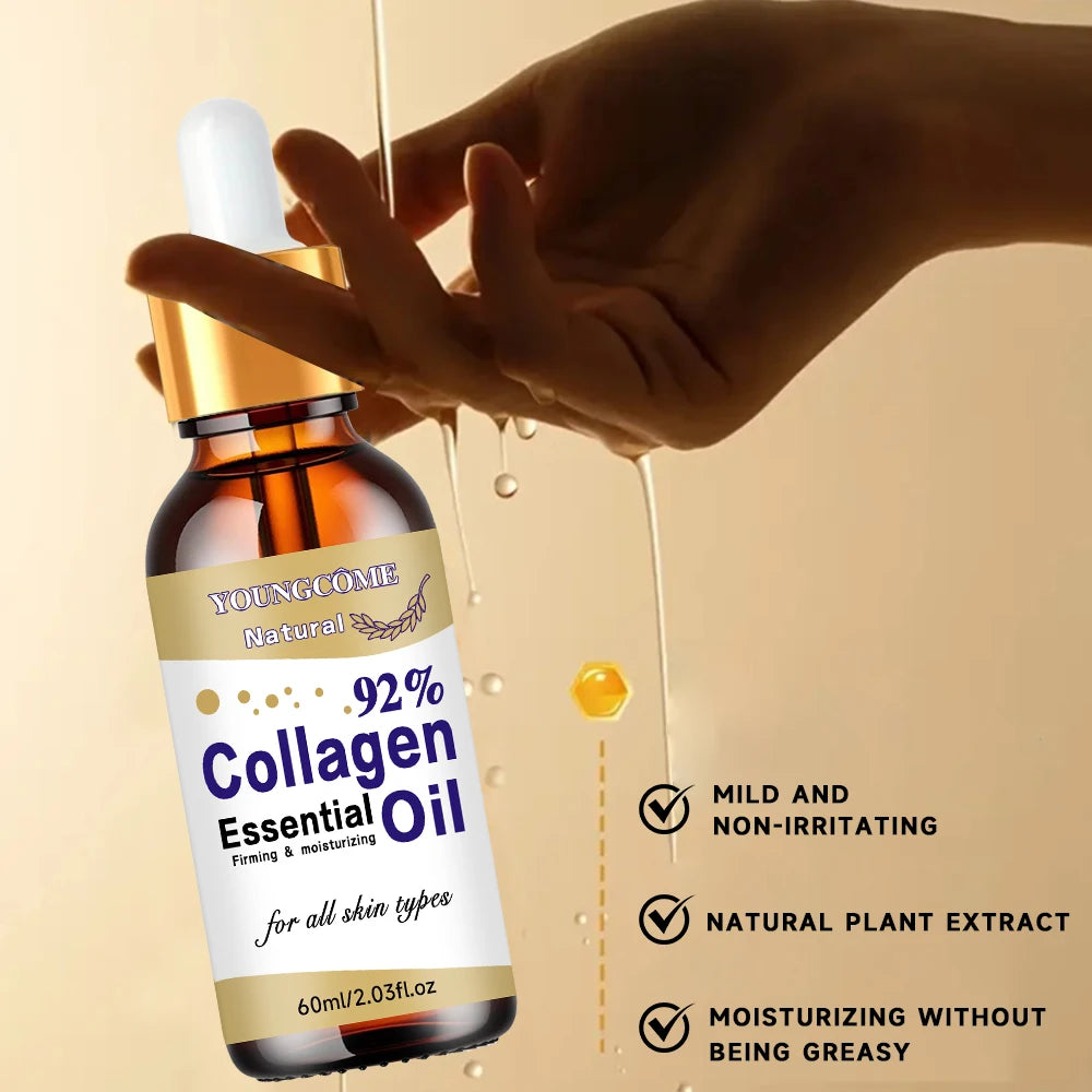 Sérum anti-âge au collagène et aux peptides de collagène pour le visage : éclaircit le teint, atténue les rides et ridules, répare et apaise la peau