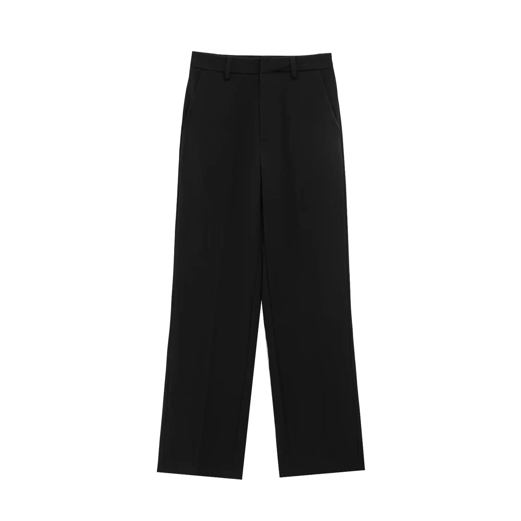 TFMLN – ensemble deux pièces pour femmes, mode, Slim, revers, fermeture éclair, manches courtes, manteau, haut, jambes larges, pantalon, loisirs, noir, été, 2025