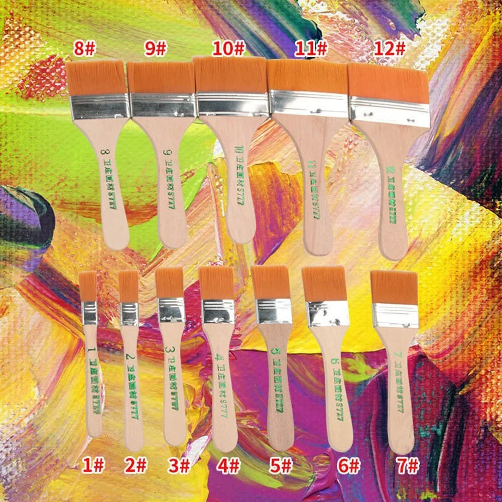 Ensemble de 12 pinceaux en nylon - Poils synthétiques de haute qualité pour acrylique, huile, aquarelle, dessin et fournitures artistiques