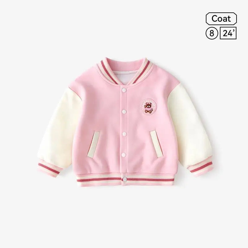 Collection printemps-automne 2025 garçons et filles - Vêtements d'extérieur tendance - Uniformes - Tenue décontractée - Veste de baseball à manches longues style dessin animé