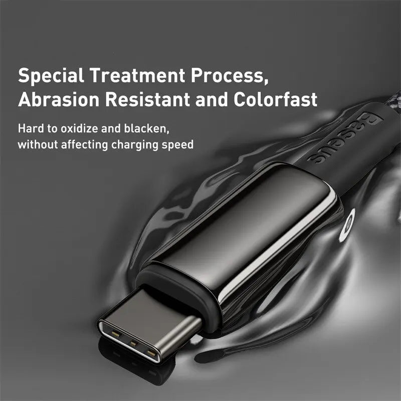 Câble Baseus 100 W Type C pour iPhone 15, chargeur rapide USB-C PD, compatible avec MacBook, Samsung et Xiaomi