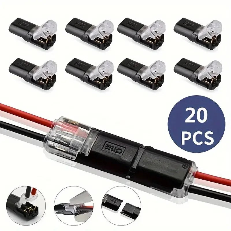 10/20/30/40/50 connecteurs de fils LED enfichables, bornes de fils compactes universelles à 2 broches et 2 voies, aucun dénudage de fils requis