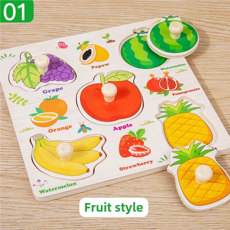 Puzzles en bois Montessori pour enfants, jeu de puzzle manuel, jeu de poissons pour développer la cognition et l'éveil des parents et des enfants