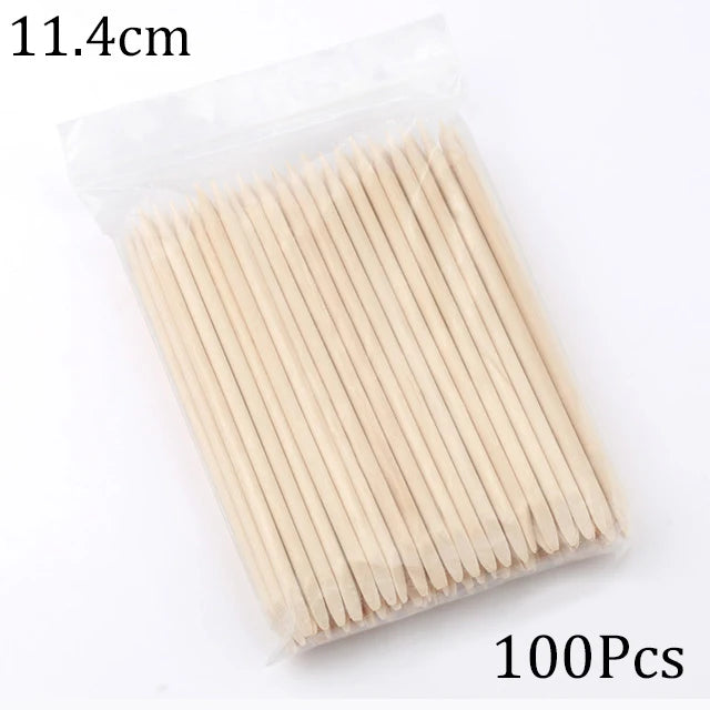 100/50 pièces Bâtonnets en bois d'oranger pour nail art, repousse-cuticules, dissolvant de strass et de points, outils de manucure et pédicure