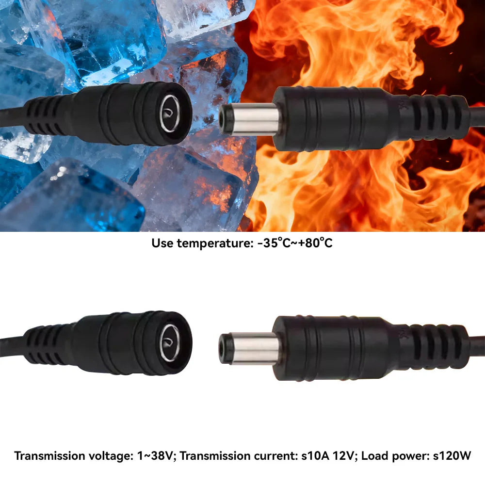 Cordon d'alimentation DC12V avec connecteur mâle vers femelle 5,5 x 2,1 mm pour caméra CCTV de sécurité Noir 3M 5M 10M Câble d'alimentation pour caméra IP