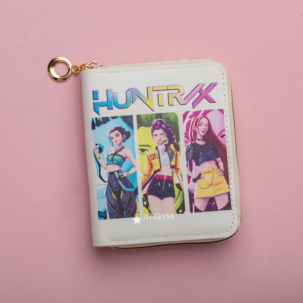 Portefeuille court pour femme KPop Demon Hunters, porte-cartes de crédit en cuir PU, multi-segments, petit portefeuille zippé, pochette pour femme, porte-monnaie