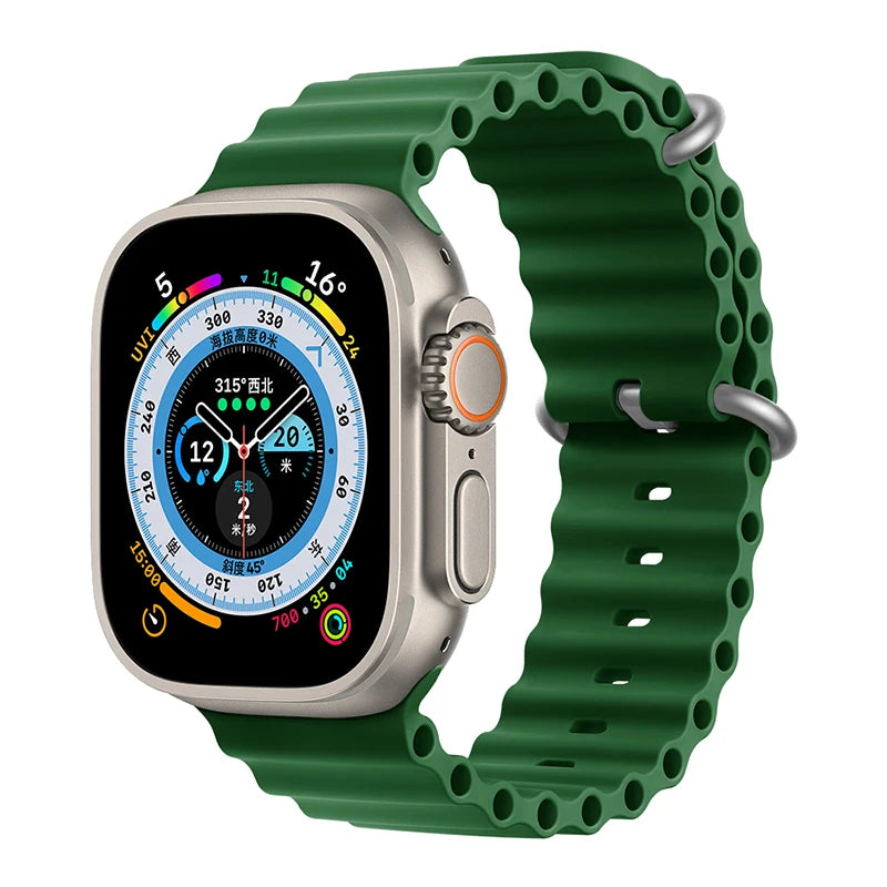 Bracelet océan en Silicone pour bracelets de montre Apple 45mm 46mm 40mm Ultra 2 49mm 44mm 41mm 38-42mm bracelet de sport série 10 9 8 7 6 5 4 SE