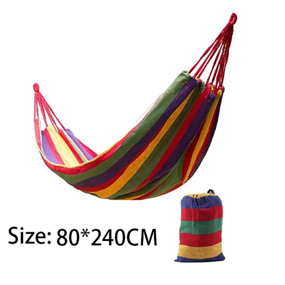 Hamac double pour 2 personnes en toile de coton avec sangles pour arbres, pour terrasse, jardin, cour, extérieur et intérieur (rouge, bleu)