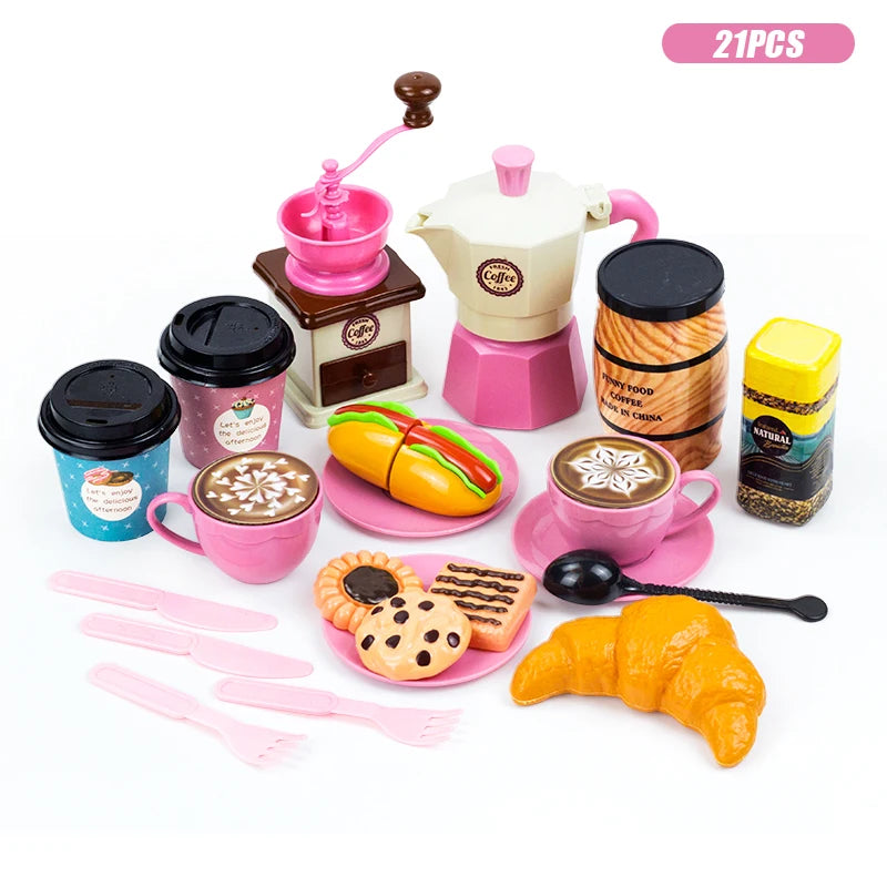 Ensemble de jeu pour enfants : nourriture, thé, cuisine miniature, gâteau à découper, idéal pour les jeux de rôle et les cadeaux d'anniversaire