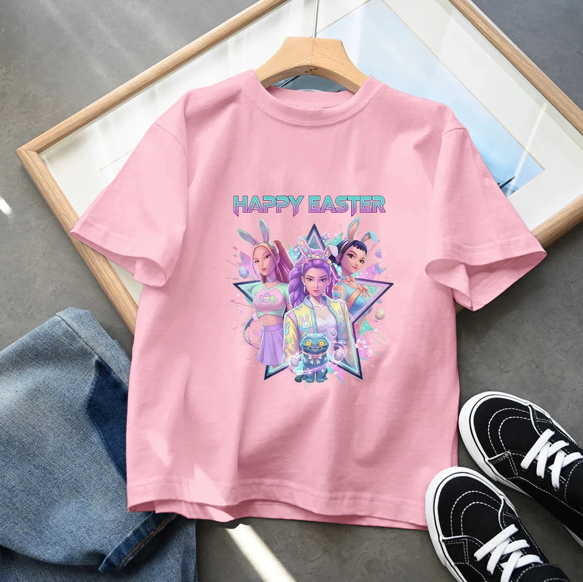 T-shirt Fun Huntrix Kpop Demon Hunters 2026 pour garçons et filles fans, cadeau d'été, col rond, manches courtes, t-shirt tendance pour enfants