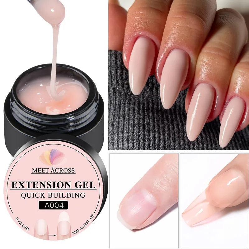 MEET ACROSS 8ML Gel Ongles Extension Rapide Vernis Nude Blanc Lait Vernis Gel UV Semi-Permanent pour Manucure et Outils