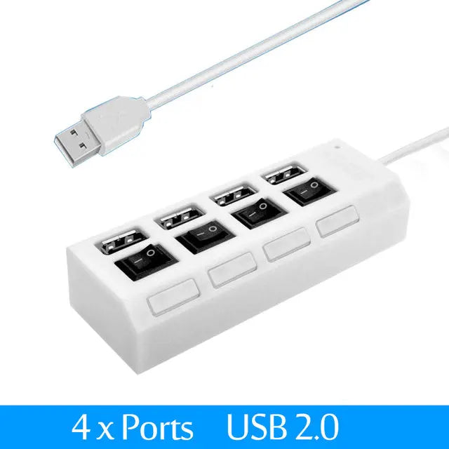 USB Hub Splitter With Individual Switch USB 4/7 Port Splitter Individual Switch USB Adapter Hub Multi-Port Socket Powered ON/OFF