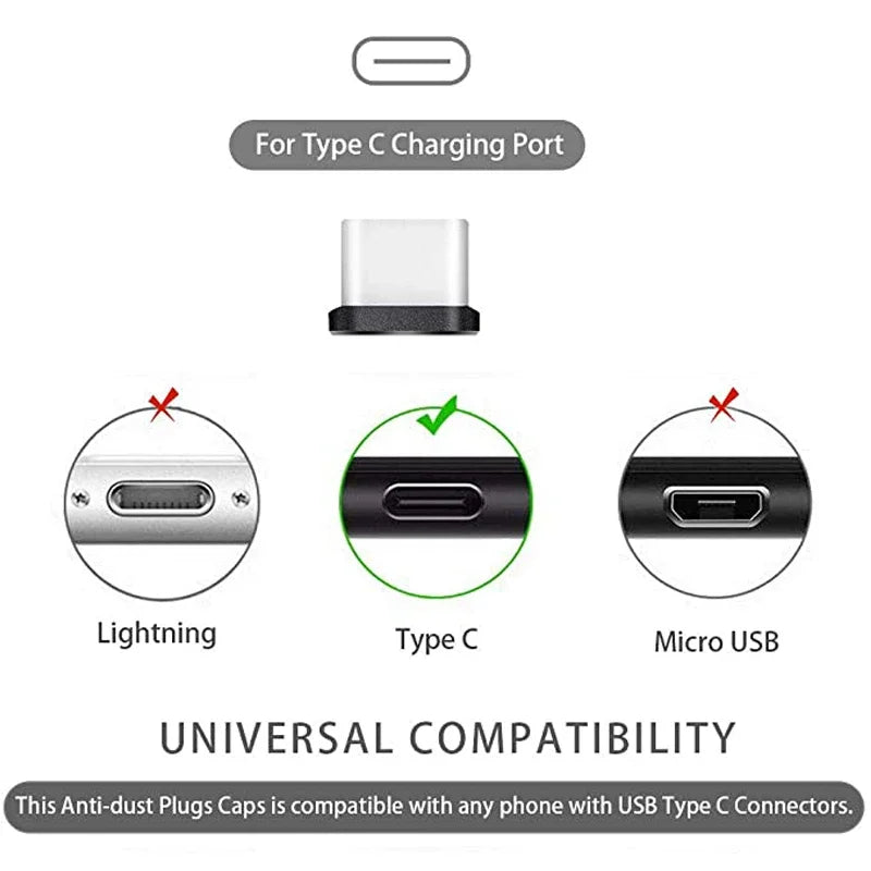 Lot de 4 bouchons anti-poussière USB-C avec brosse de nettoyage, pour ports de charge et téléphones Samsung, Xiaomi et tous les modèles de type C