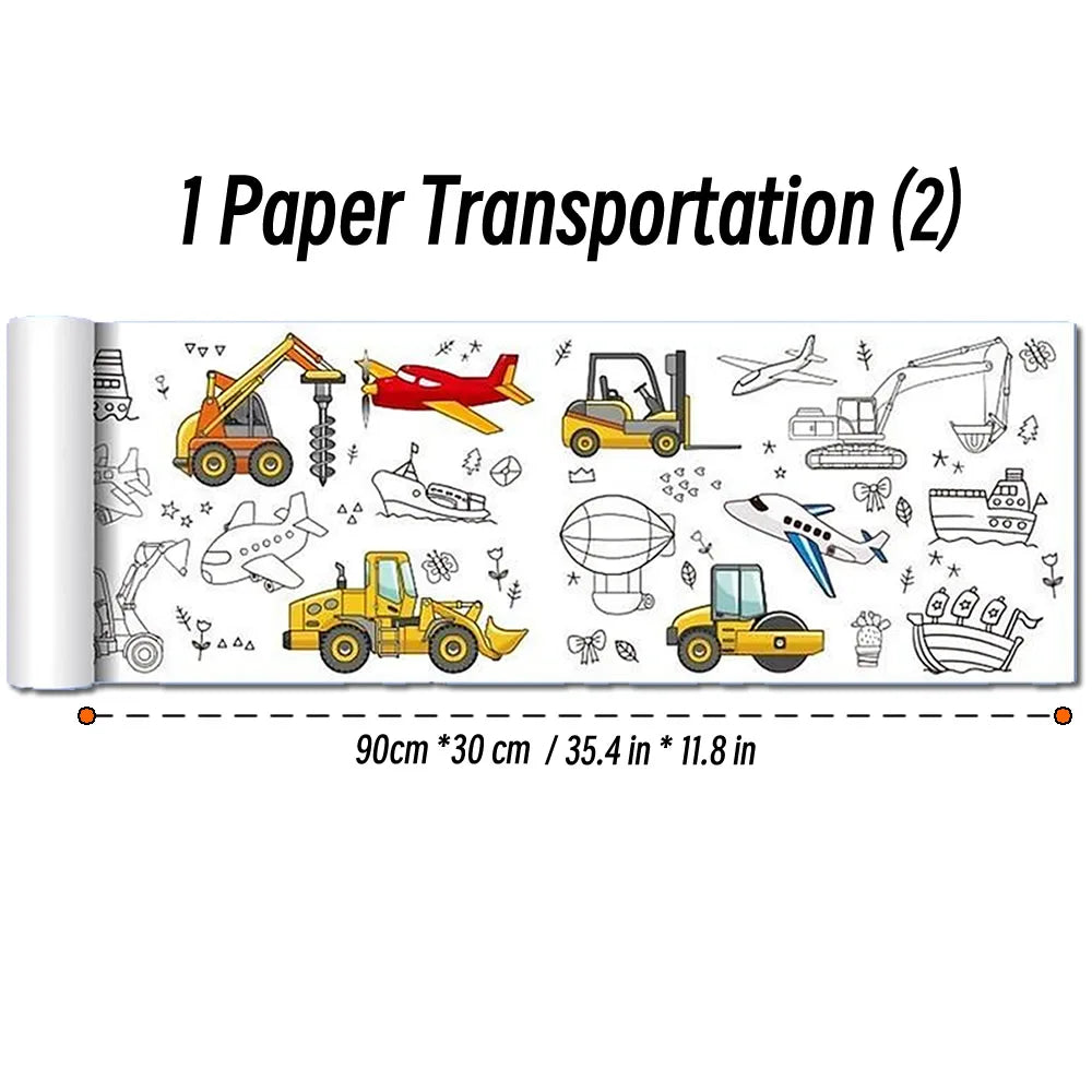 Rouleau de papier à colorier pour enfants, motif animaux, 90 cm, à découper et colorier soi-même. Idéal pour les activités manuelles et éducatives comme le graffiti ou le scrapbooking