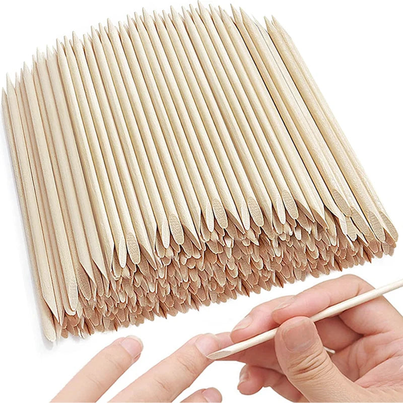100/50 pièces Bâtonnets en bois d'oranger pour nail art, repousse-cuticules, dissolvant de strass et de points, outils de manucure et pédicure