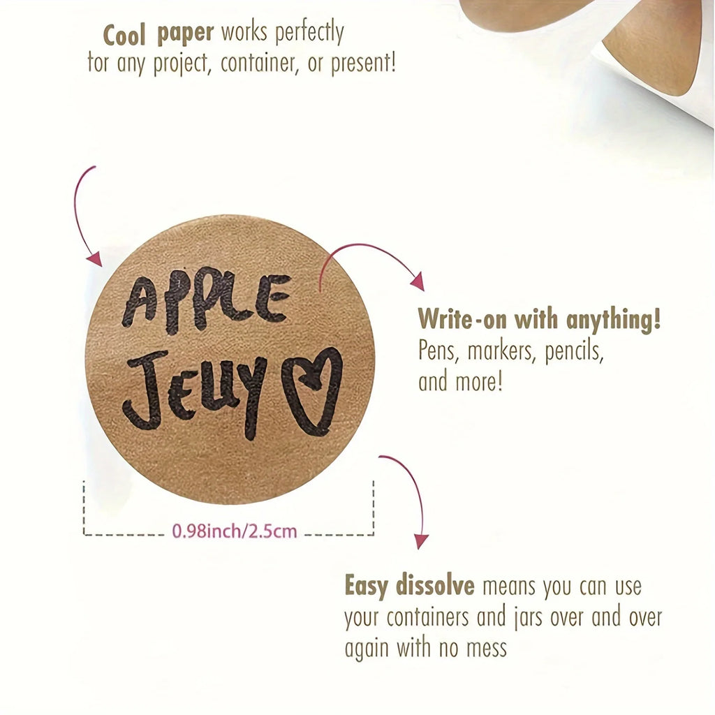 500 pièces/1 rouleau, étiquettes auto-adhésives rondes kraft articles classification nom autocollants étiquettes personnalisées