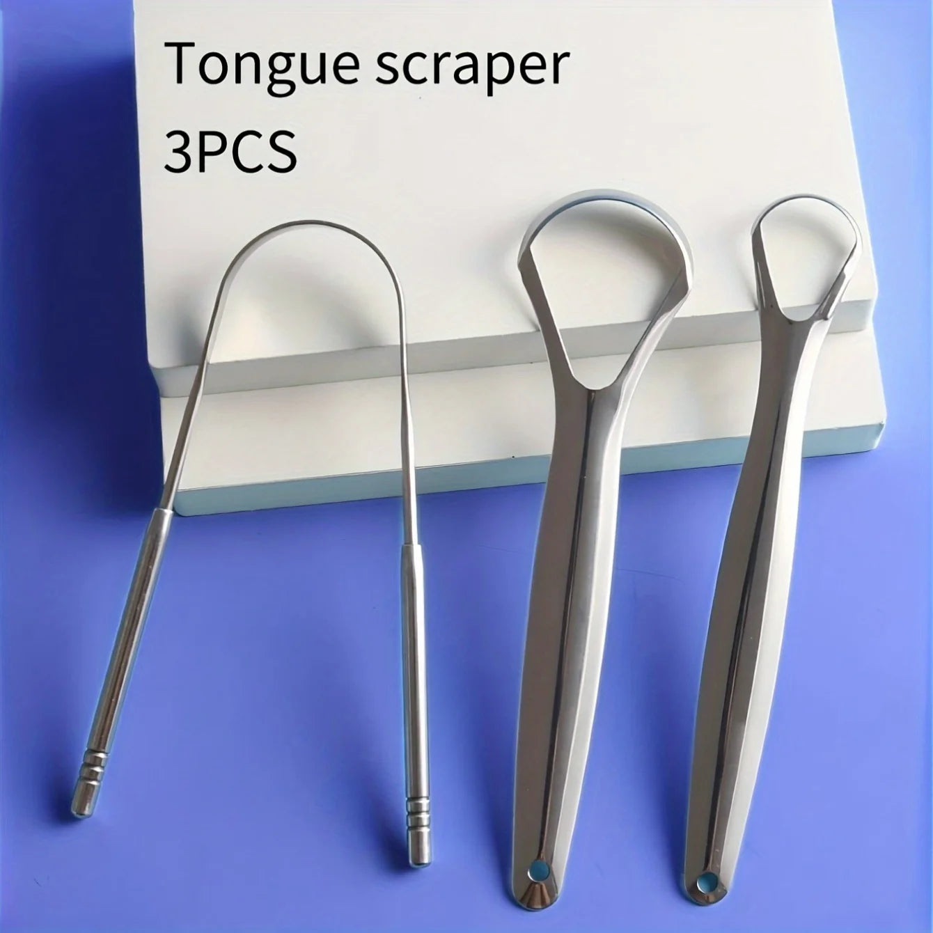 Lot de 3 gratte-langues en acier inoxydable en forme de U, brosse à langue en métal pour une haleine fraîche et un nettoyage efficace, outils d'hygiène buccale
