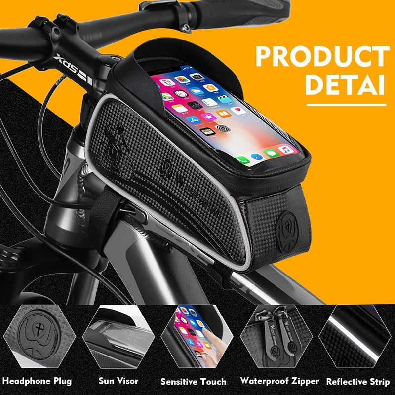 Sacoche de vélo WEST BIKING, sacoche de cadre avant étanche pour téléphone 6,5 pouces avec écran tactile, idéale pour VTT et vélo de route.