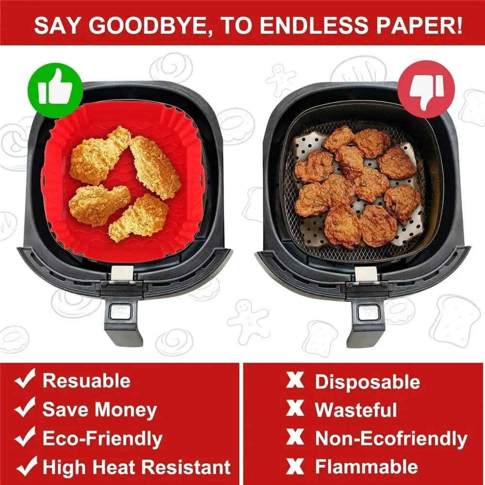 Doublures en Silicone pour friteuse à Air, panier antiadhésif, plateau de cuisson réutilisable, facile à nettoyer, poêle à Pizza, accessoires de cuisine, 1 pièces