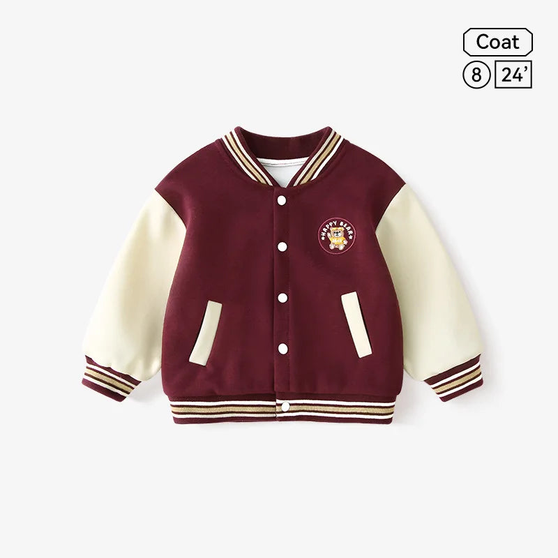 Collection printemps-automne 2025 garçons et filles - Vêtements d'extérieur tendance - Uniformes - Tenue décontractée - Veste de baseball à manches longues style dessin animé
