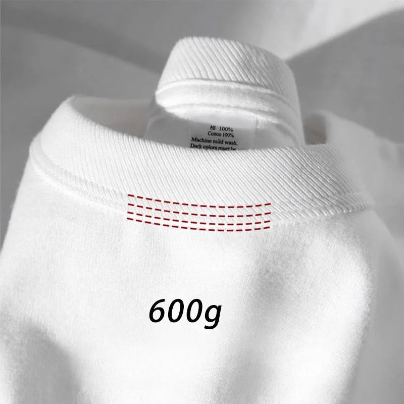 600 grammes 100% coton hommes surdimensionné poids lourd t-shirt été femmes à manches courtes haut décontracté hommes t-shirts