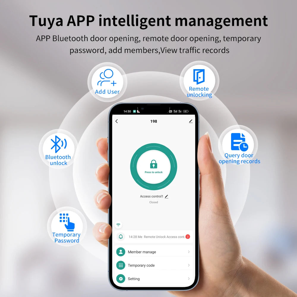 Serveur à écran tactile 5 pouces, Wi-Fi, Tuya, contrôle d'accès par reconnaissance faciale et empreinte digitale avec lecteur RFID, pointeuse FaceTime