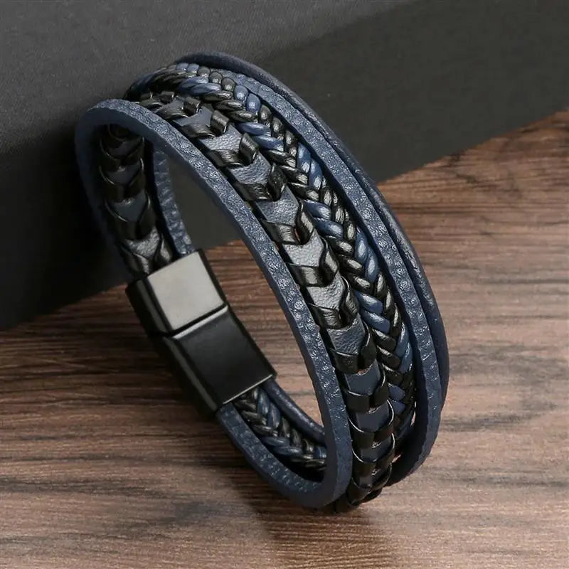 Bracelet en cuir classique pour hommes, nouveau Style, tissé à la main, multicouche, accessoire combiné, mode homme, bijoux, vente en gros, livraison directe