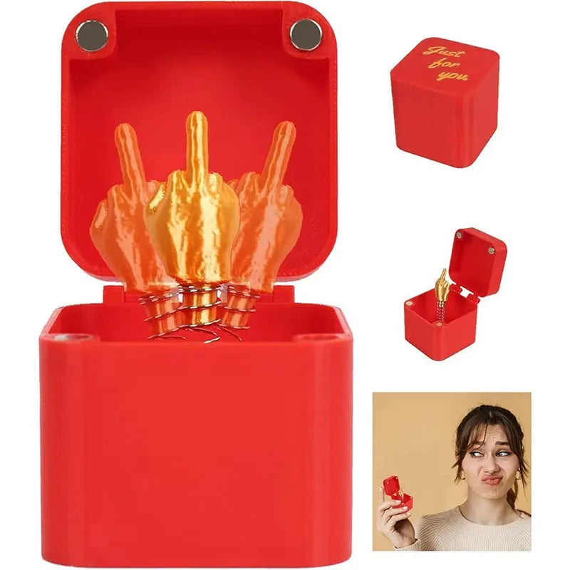 Middle Finger Gift Box Funny Pop Up Prank for Him Her Coworker White Elephant New Year Stocking Stuffer Novelty