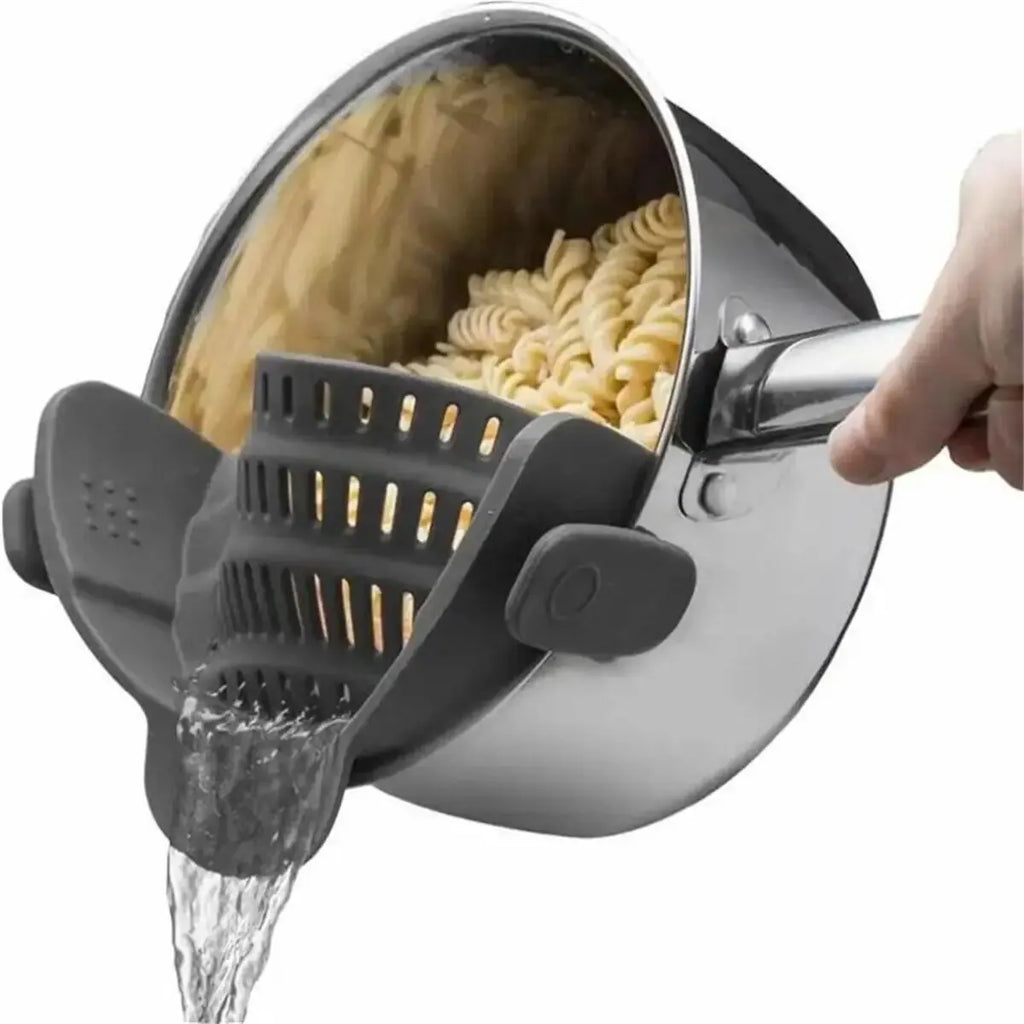 1 passoire à pince réglable en silicone pour casseroles, poêles et bols - Égouttoir manuel pour nouilles et pâtes