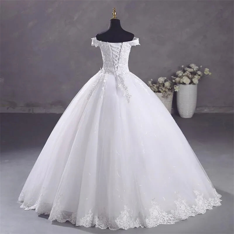 Robe de mariée Ashley Gloria Pure White, élégante robe de bal à col bateau, simple, Vestido De Noiva, grande taille, robe De Mariee