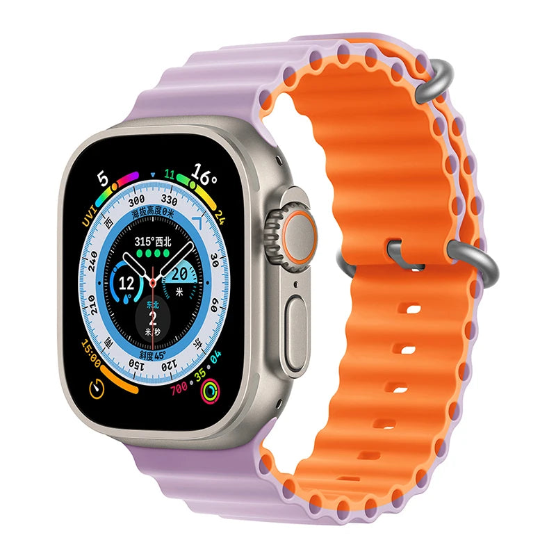 Bracelet océan en Silicone pour bracelets de montre Apple 45mm 46mm 40mm Ultra 2 49mm 44mm 41mm 38-42mm bracelet de sport série 10 9 8 7 6 5 4 SE