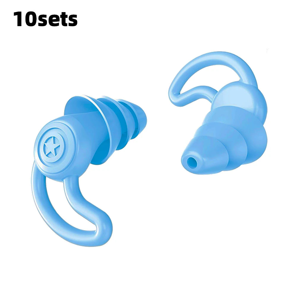 Bouchons d'oreilles en silicone HUAK à 3 couches pour travail et natation – Protection contre le bruit en usine, étanches pour piscines, confortables toute la journée