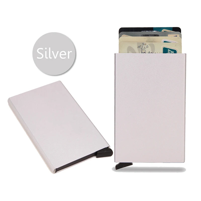 Hommes ID crédit porte carte bancaire portefeuille Anti Rfid intelligent Anti Rfid blocage protégé magique Pop Up mince petit argent portefeuilles étui