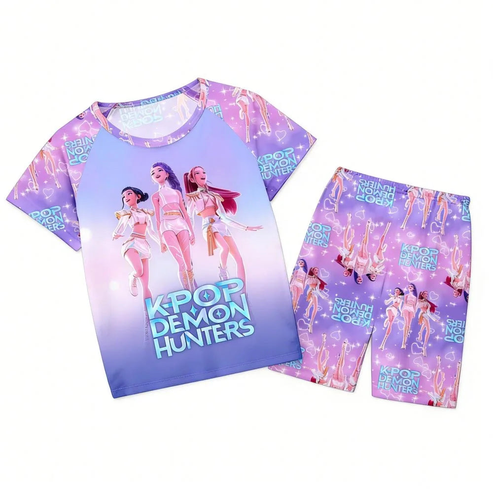 Pyjamas pour filles et enfants de 3 à 12 ans - Pyjama court d'été pour petits garçons - Thème Kpop Demon Hunters