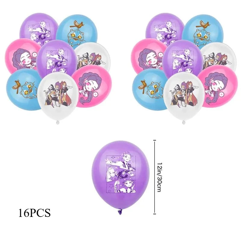 Kpop – Ballons de décoration d'anniversaire chasseurs de démons, ensemble de Ballons en Latex pour fille musicale, fournitures de fête pour enfants, décor cadeau