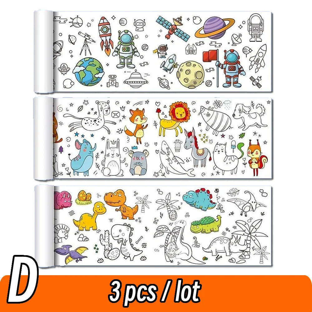 Rouleau de papier à colorier pour enfants, motif animaux, 90 cm, à découper et colorier soi-même. Idéal pour les activités manuelles et éducatives comme le graffiti ou le scrapbooking