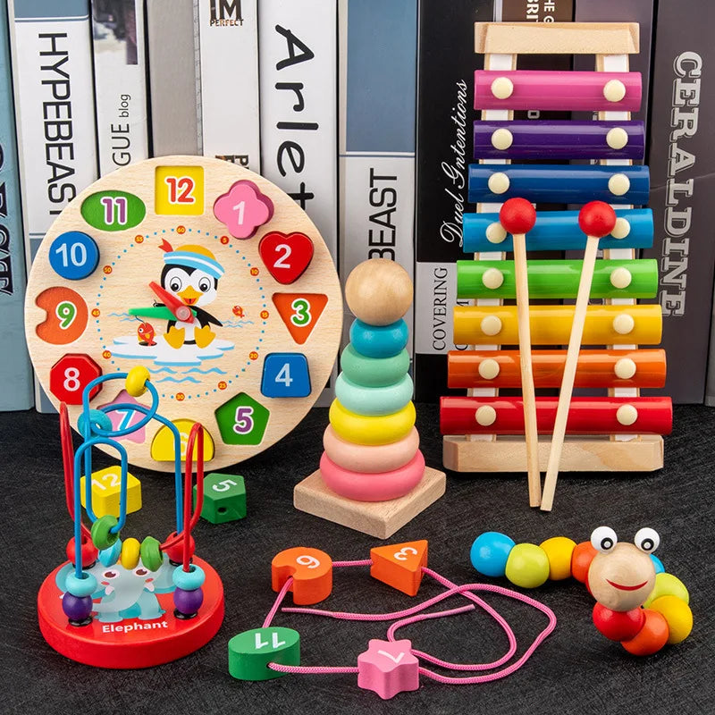 Jouets Montessori pour bébés, puzzles 3D en bois, jeux d'éveil, jouets éducatifs en bois pour enfants, cadeaux d'anniversaire