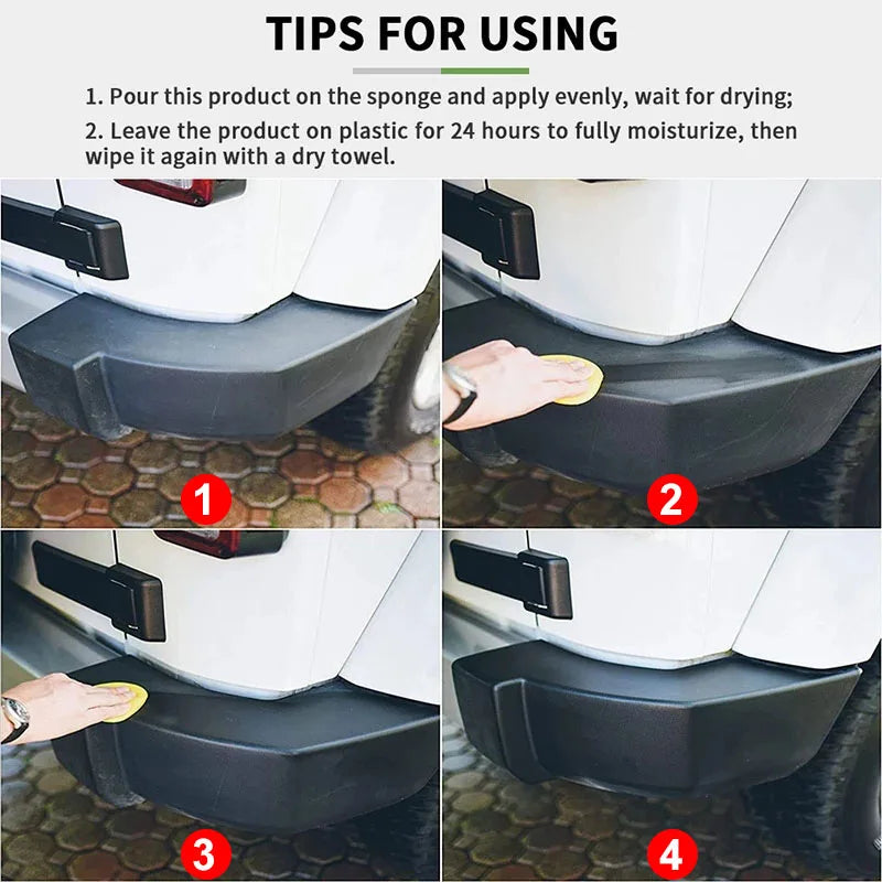 Rénovateur de plastique automobile, effet brillant noir, revêtement longue durée, produits de nettoyage et de polissage pour cuir