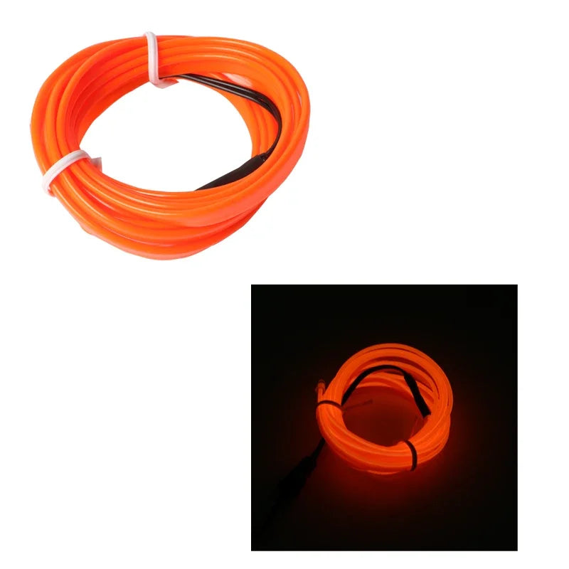 5m Car Interior Atmosphere Lighting LED Strip 5V DIY Flexible EL Cold Light Line Tube With USB Auto Decoration Ambient Lamp