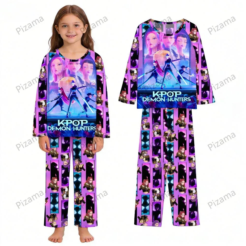 Pyjama K-Pop Chasseurs de Démons, ensemble 2 pièces pour enfants, manches longues et pantalon, collection automne. Convient aux garçons, filles, bébés et adolescents