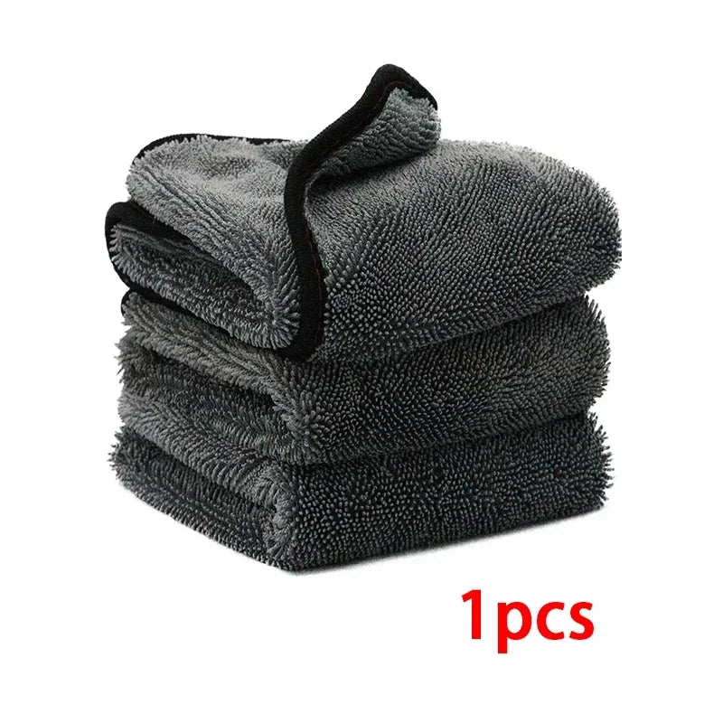 Serviette de nettoyage de voiture en microfibre 1200GSM/600GSM, Double face, Super absorbant, chiffon de nettoyage anti-rayures, doux et pelucheux